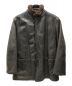 EMPORIO ARMANI（エンポリオアルマーニ）の古着「カウレザーハイネックジャケット」｜ブラック×ブラウン