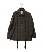 SHAREEFシャリーフ）の古着「W-FACE GEORGETTE LACE-UP SHIRTS」｜ブラウン