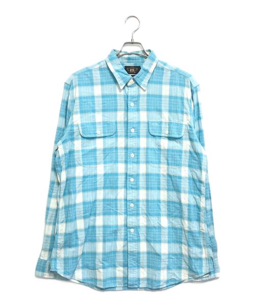 RRL（ダブルアールエル）RRL (ダブルアールエル) チェックシャツ ブルー サイズ:Lの古着・服飾アイテム