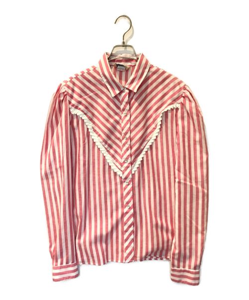 circle T（サークルT）circle T (サークルT) ストライプフリルシャツ ピンク サイズ:17-18の古着・服飾アイテム