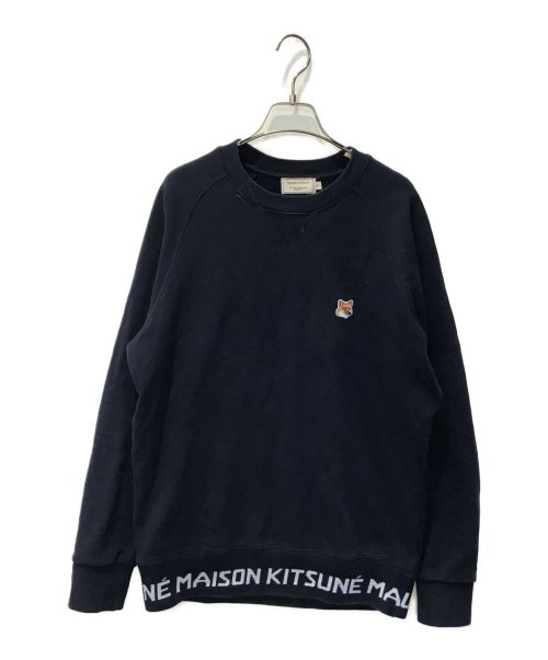 maison kitsune（メゾンキツネ）MAISON KITSUNE (メゾンキツネ) 裾ロゴラインスウェット ネイビー サイズ:Sの古着・服飾アイテム