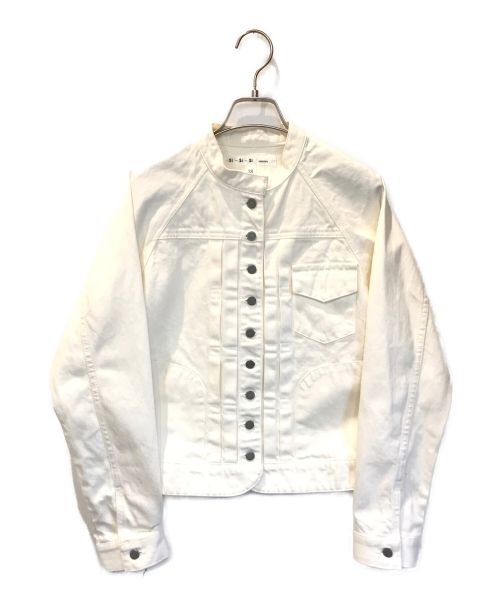 si-si-si（スースースー）si-si-si (スースースー) バンドカラーデニムジャケット ホワイト サイズ:38の古着・服飾アイテム