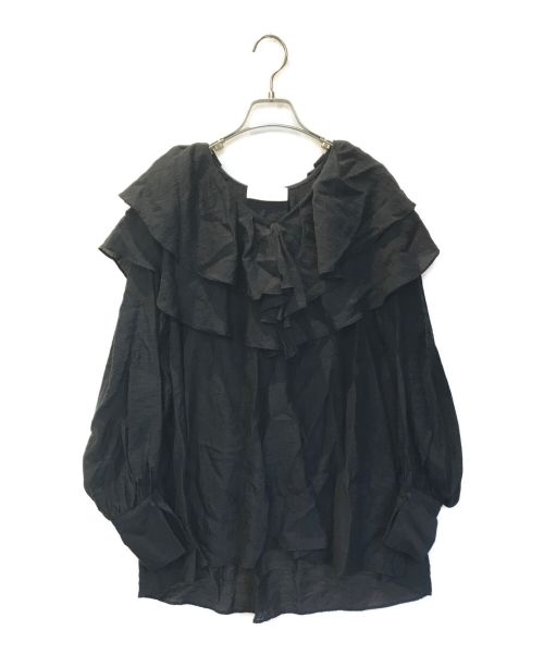 DEPAREILLE（デパリエ）DEPAREILLE (デパリエ) フリルブラウス ブラック サイズ:38の古着・服飾アイテム