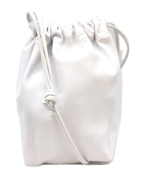 A.la Malva（ア・ラ・マルヴァ）a.la malva (ア・ラ・マルヴァ) レザー巾着バッグ ホワイトの古着・服飾アイテム