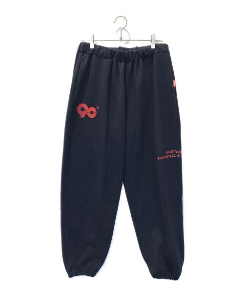 9090（9090）9090 (ナインティナインティ) 90 Logo Sweat Pants ネイビー サイズ:Lの古着・服飾アイテム