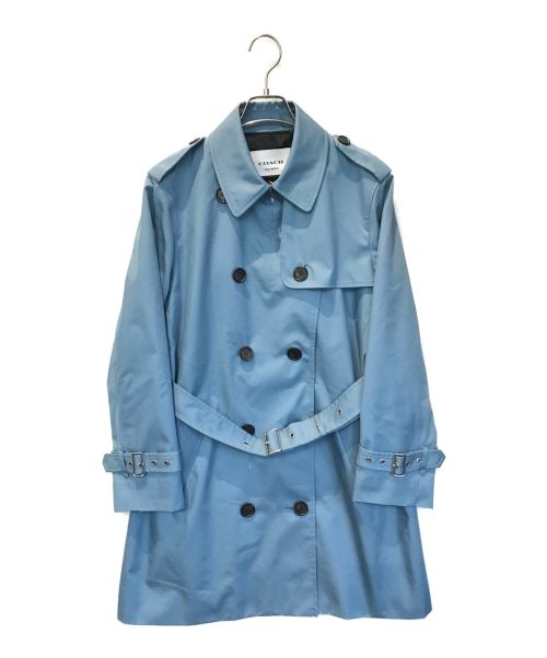 COACH（コーチ）COACH (コーチ) ソリッドミッドトレンチコート ブルー サイズ:Lの古着・服飾アイテム
