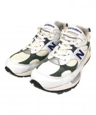 NEW BALANCE (ニューバランス) ローカットスニーカー U992GB アイボリー×グリーン サイズ:27