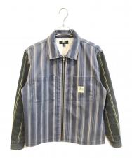 stussy (ステューシー) Mix Stripe Zip Up Work 1110168 ネイビー サイズ:S