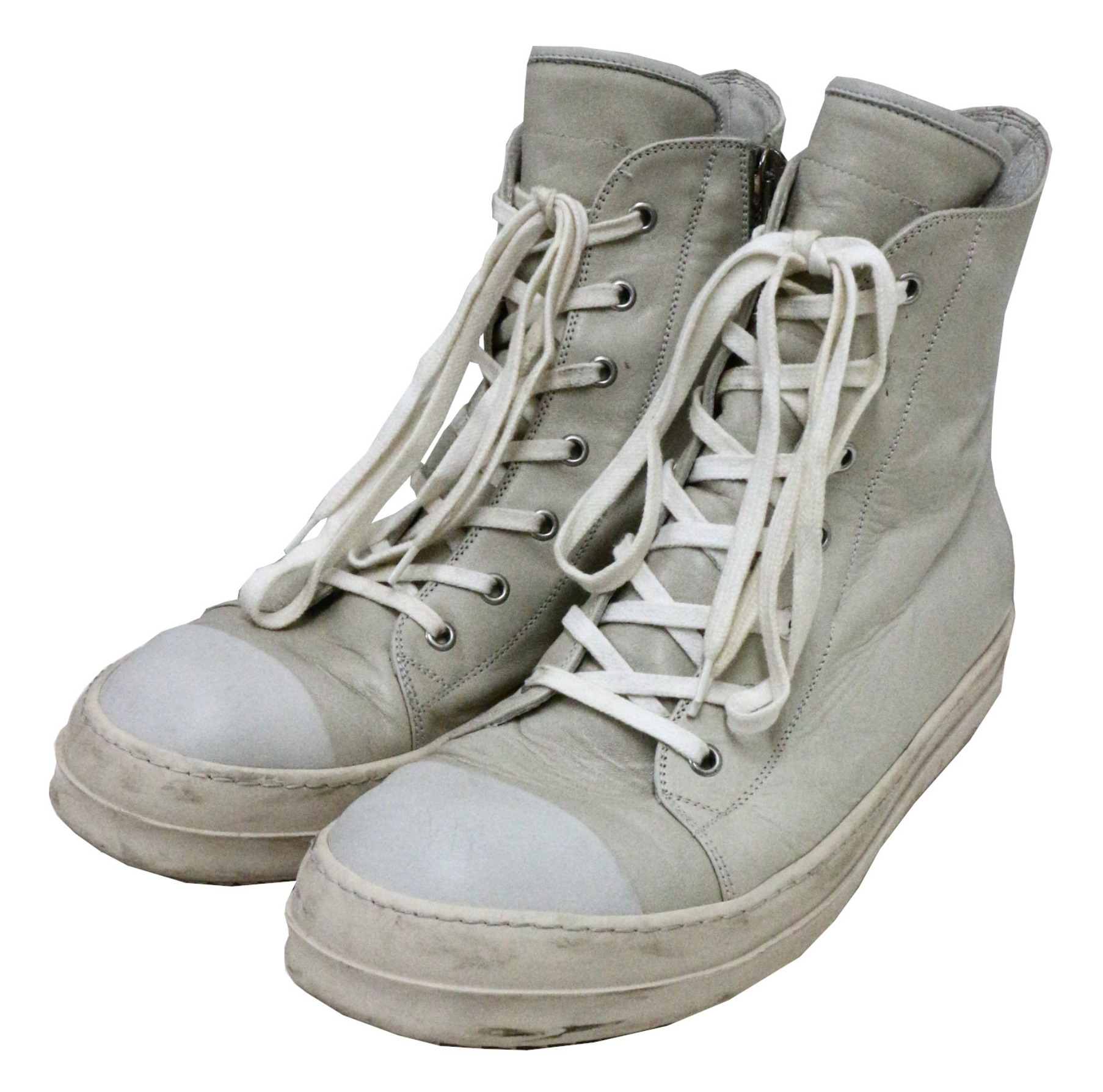 中古 古着通販 Rick Owens リックオウエンス レザーサイドジップハイカットスニーカー ベージュ サイズ 43 ブランド 古着通販 トレファク公式 Trefac Fashion