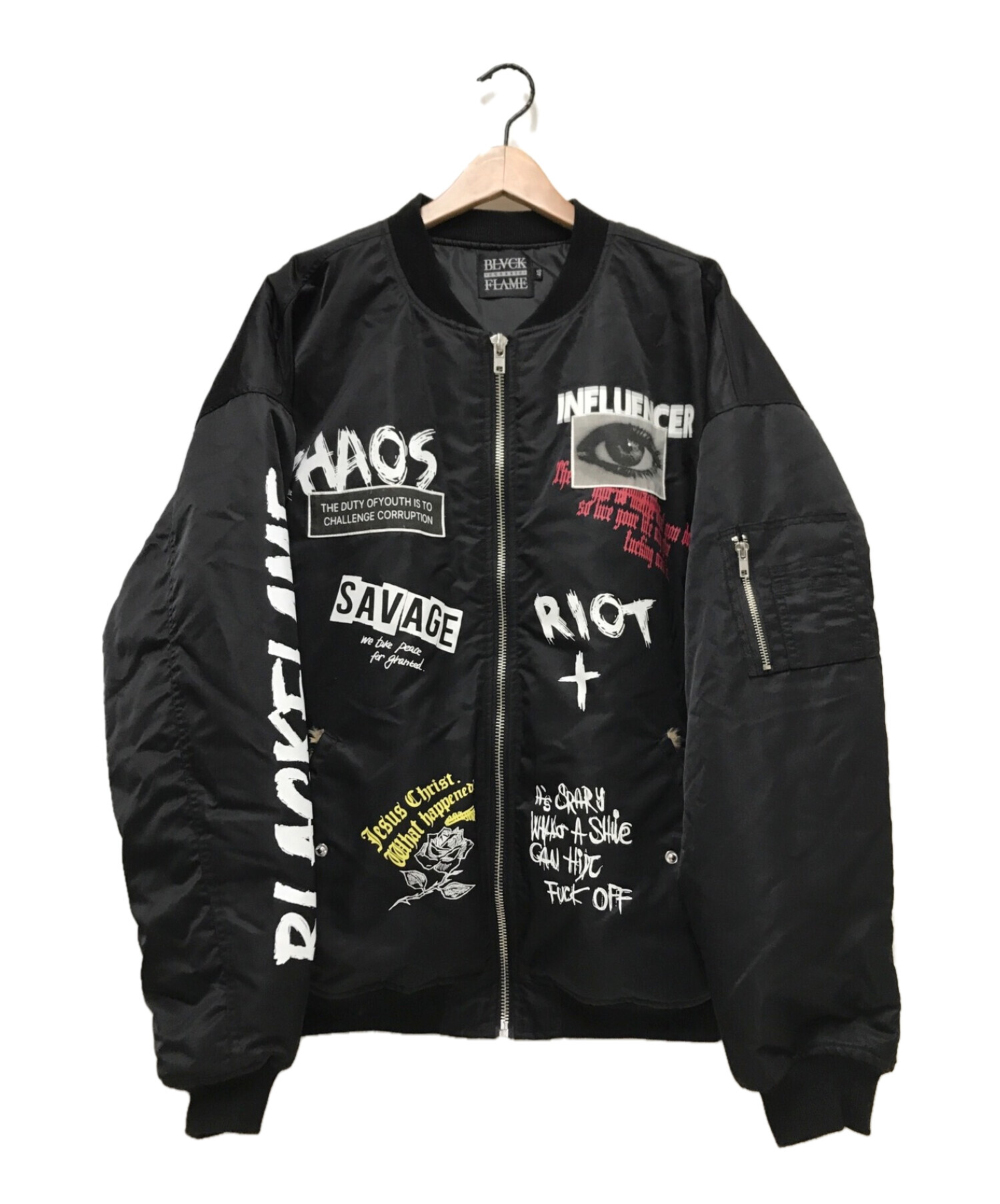 中古 古着通販 Black Flame ブラックフレイム ボンバージャケット ブラック サイズ 46 ブランド 古着通販 トレファク公式 Trefac Fashion