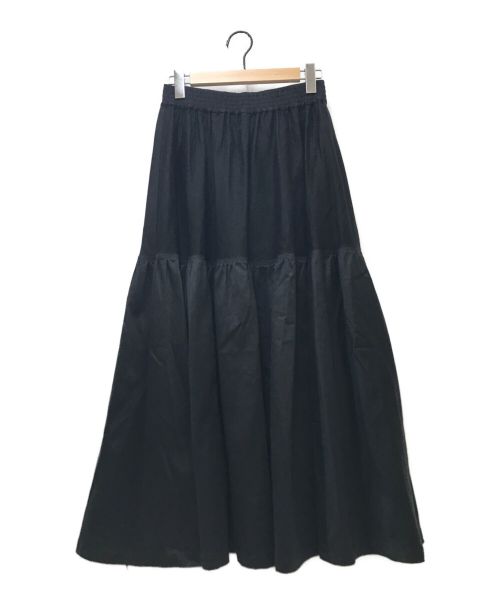 HAVERSACK（ハバーサック）HAVERSACK (ハバーサック) コットンモールスキンサテンロングスカート ブラック サイズ:1の古着・服飾アイテム