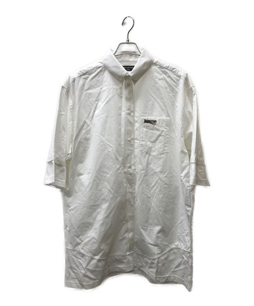 BALENCIAGA（バレンシアガ）BALENCIAGA (バレンシアガ) キャンペーンロゴフェイクレイヤードプルオーバーシャツ ホワイト サイズ:37の古着・服飾アイテム