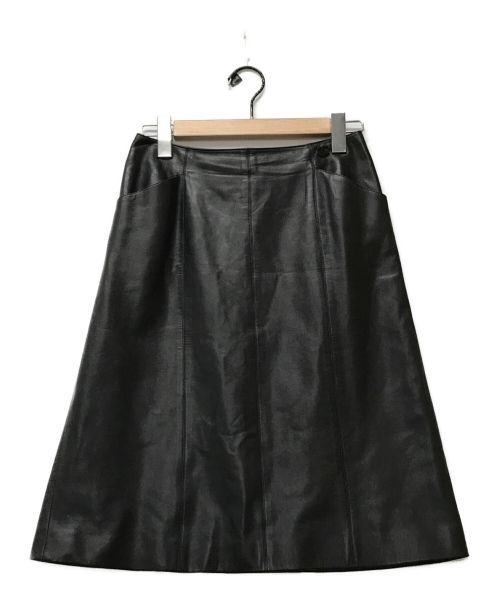 CHANEL（シャネル）CHANEL (シャネル) ココマークラインストーンラムレザースカート ブラック サイズ:38の古着・服飾アイテム