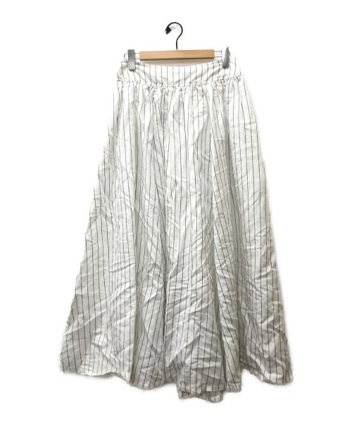 intoca（イントゥーカ）intoca (イントゥーカ) ストライプリネンスカート ホワイト サイズ:SIZE 1の古着・服飾アイテム