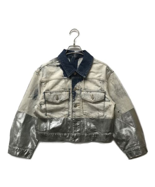 DIESEL（ディーゼル）DIESEL (ディーゼル) シルバーコーティングブリーチデニムジャケット インディゴ サイズ:XXSの古着・服飾アイテム