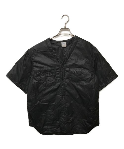 POST O'ALLS（ポストオーバーオールズ）POST O'ALLS (ポストオーバーオールズ) 中綿ノーカラーハーフスリーブシャツ ブラック サイズ:Lの古着・服飾アイテム