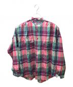 BROWN by 2-tacsブラウンバイツータックス）の古着「ウールスタンドカラーシャツ」｜ピンク