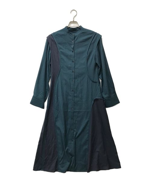 LE CIEL BLEU（ルシェルブルー）LE CIEL BLEU (ルシェルブルー) Wave Paneled Shirt Dress ネイビー サイズ:Sの古着・服飾アイテム