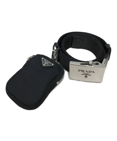 PRADA（プラダ）PRADA (プラダ) ポーチ付きベルト ブラックの古着・服飾アイテム