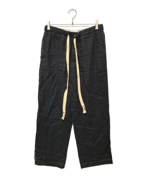 LOEWE（ロエベ）LOEWE (ロエベ) ウエスト紐リネンワイドパンツ ブラック サイズ:Mの古着・服飾アイテム