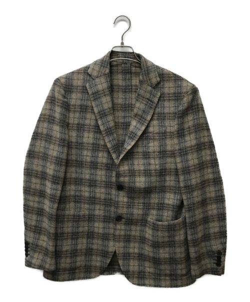 LARDINI（ラルディーニ）LARDINI (ラルディーニ) ウールシルク混3Bチェックテーラードジャケット ブラウン サイズ:48の古着・服飾アイテム