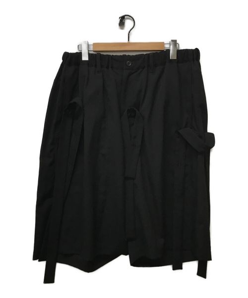 Yohji Yamamoto pour homme（ヨウジヤマモト プールオム）Yohji Yamamoto pour homme (ヨウジヤマモト プールオム) ウールギャバジンテープハーフパンツ ブラック サイズ:4の古着・服飾アイテム