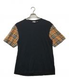 BURBERRY LONDONバーバリー ロンドン）の古着「ノバチェック切替Tシャツ」｜ブラック