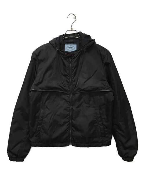 PRADA（プラダ）PRADA (プラダ) フード付ナイロンジャケット ブラック サイズ:50の古着・服飾アイテム