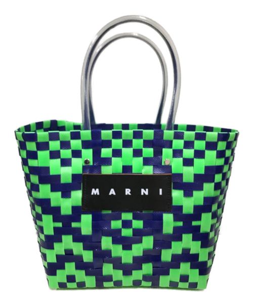 MARNI（マルニ）MARNI (マルニ) バスケットハンドバッグ グリーン×ネイビーの古着・服飾アイテム