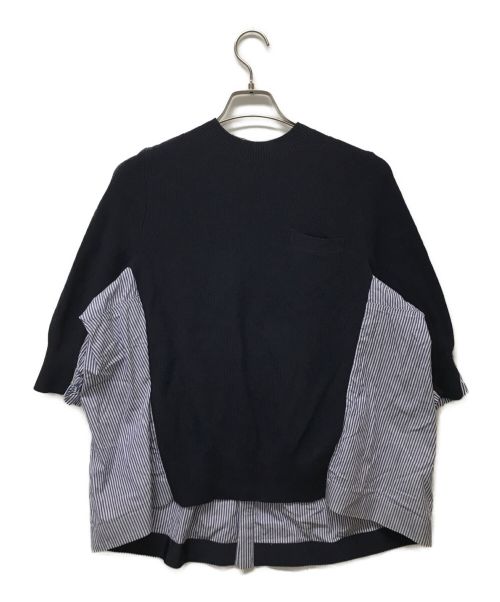 sacai（サカイ）sacai (サカイ) バックプリーツ ニットドッキングシャツ ネイビー サイズ:1の古着・服飾アイテム