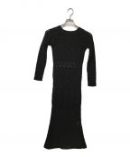 Ameriアメリ）の古着「CROCHET RAGLAN LONG DRESS」｜ブラック