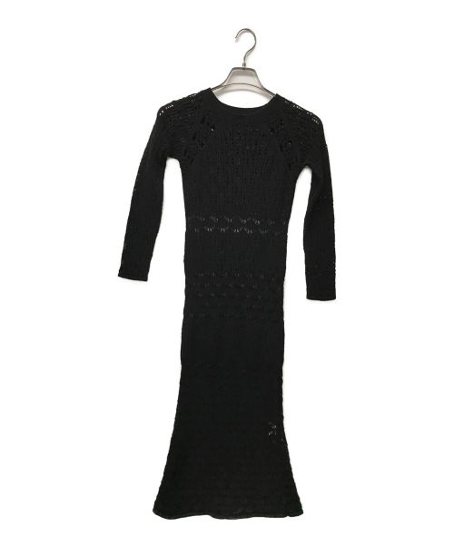 Ameri（アメリ）AMERI (アメリ) CROCHET RAGLAN LONG DRESS ブラック サイズ:Sの古着・服飾アイテム