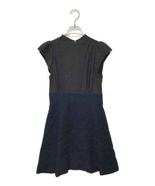 MIU MIU（ミュウミュウ）MIU MIU (ミュウミュウ) シルク切替ノースリーブワンピース ブラック×ネイビー サイズ:40の古着・服飾アイテム