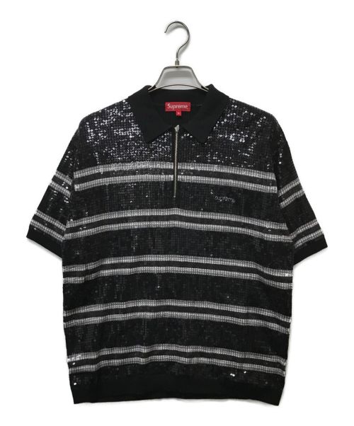 SUPREME（シュプリーム）Supreme (シュプリーム) スパンコールジップポロシャツ ブラック サイズ:Mの古着・服飾アイテム