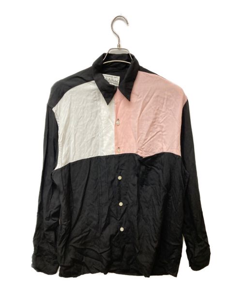 WACKO MARIA（ワコマリア）WACKO MARIA (ワコマリア) パネル切替オープンカラーシャツ ブラック×ピンク サイズ:Lの古着・服飾アイテム