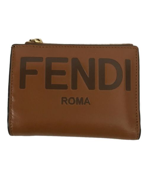 FENDI（フェンディ）FENDI (フェンディ) ロゴ2つ折り財布 ブラウンの古着・服飾アイテム