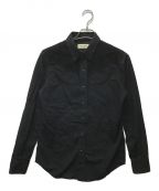 Saint Laurent Parisサンローランパリ）の古着「スウェード切替ウエスタンシャツ」｜ブラック