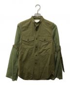 HYKEハイク）の古着「WETHER MILTARY SHIRT WITH SHEER SLEEVES」｜カーキ