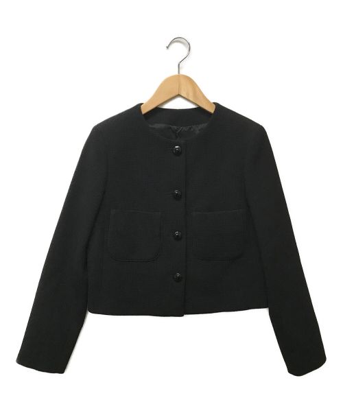 ANAYI（アナイ）ANAYI (アナイ) モノトーンワッフルノーカラー ジャケット ブラック サイズ:36 未使用品の古着・服飾アイテム