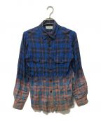 Saint Laurent Parisサンローランパリ）の古着「グラデーションチェックシャツ」｜ブルー×レッド
