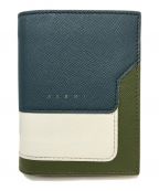 MARNIマルニ）の古着「二つ折り ミニ財布 サフィアーノレザー」｜ブルー×グリーン
