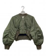 OMMO (オーエムエムオー) VOLUME SLEEVE SHORT MA-1/882440102101 オリーブ サイズ:38