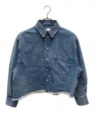 upper hights (アッパーハイツ) クロップドデニムシャツ スカイブルー