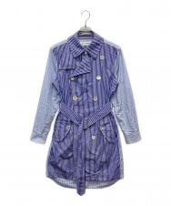 COMME des GARCONS SHIRT (コムデギャルソンシャツ) ストライプシャツトレンチコート ブルー サイズ:M
