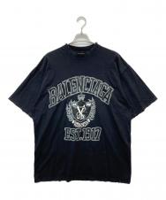 BALENCIAGA (バレンシアガ) College T-Shirt Dirty ブラック サイズ:Ｌ