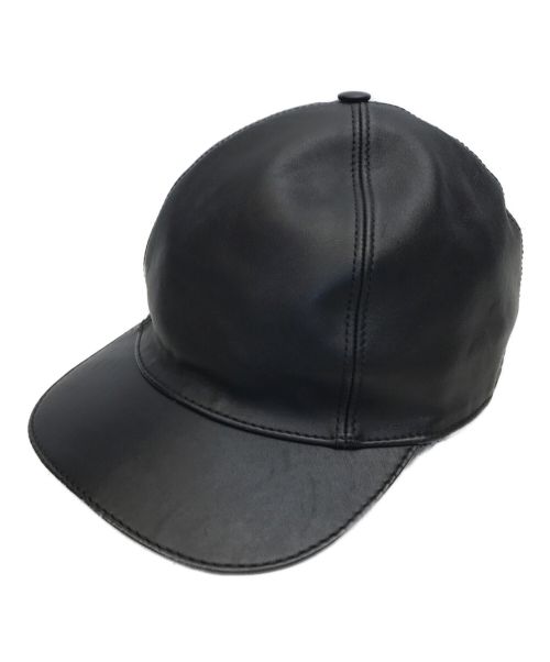 GUCCI（グッチ）GUCCI (グッチ) レザーベースボールキャップ ブラック サイズ:XS 56の古着・服飾アイテム