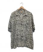 STYLE EYES（スタイルアイズ）の古着「Leopard Open SHIRT レオパードオープンカラーシャツ」｜ホワイト×ブラック