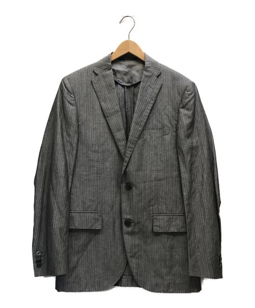 CORNELIANI（コルネリアーニ）CORNELIANI (コルネリアーニ) ウールシルクストライプテーラードジャケット サイドベンツ グレー サイズ:46の古着・服飾アイテム