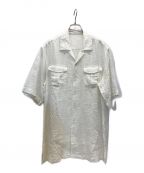 copano86コパノ）の古着「オープンカラーリネンシャツ リネン半袖シャツ」｜ホワイト