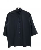 BASILE 28バジーレ28）の古着「ヴィンテージジャージースタンドカラーシャツ」｜ブラック
